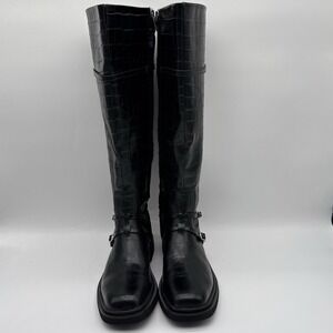Franco Sarto Ainsley Black Leather Knee High Boots Women's 10M